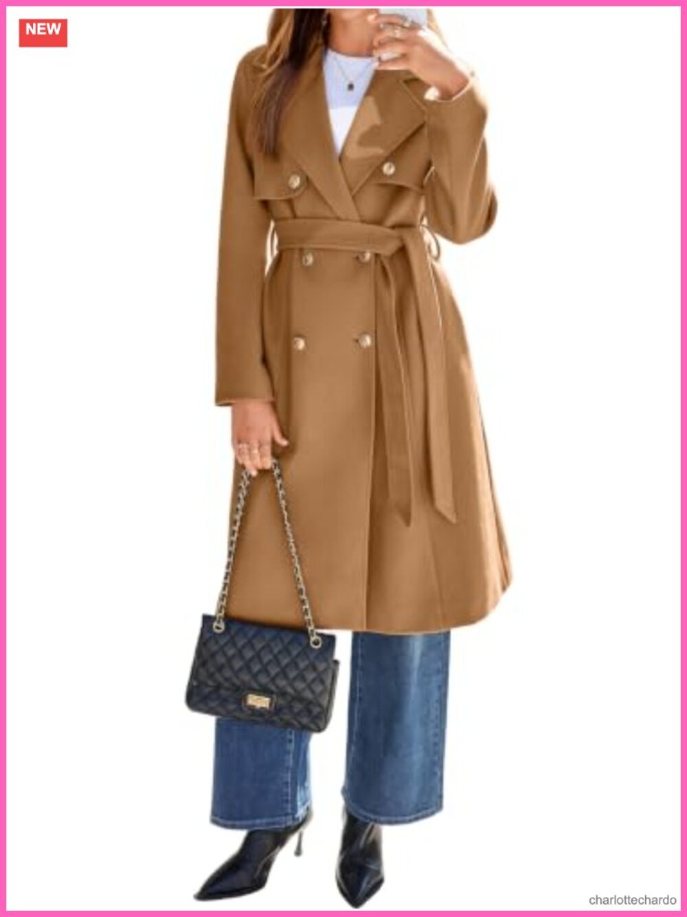 Women's Long Double Breasted Belted Winter Coat
